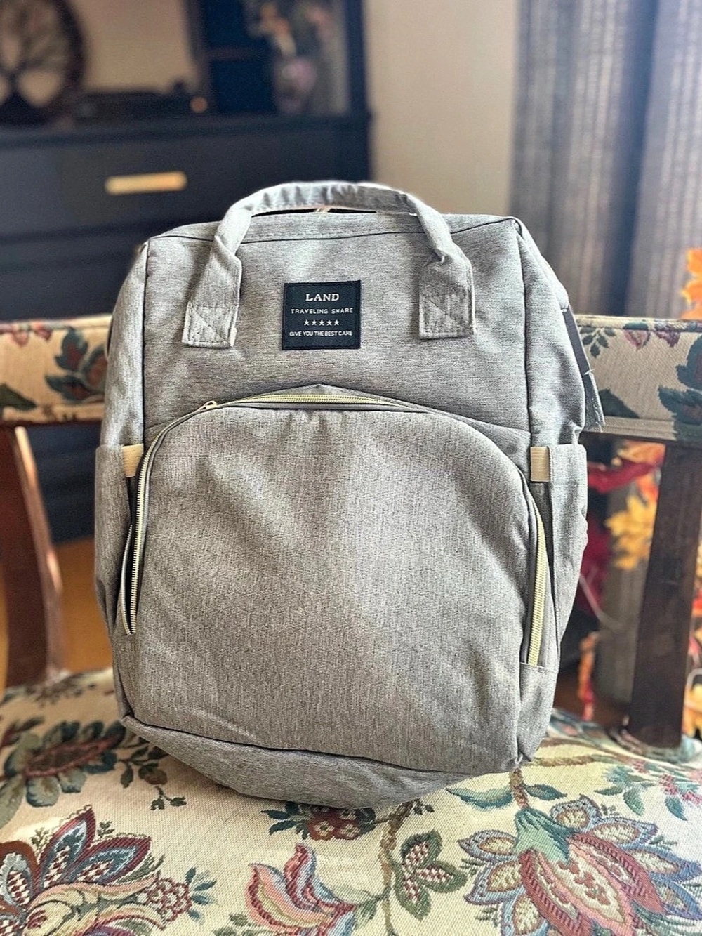 LANDICI Diaper Bag Backpack with Changing Station Diaper Backpack Gray New